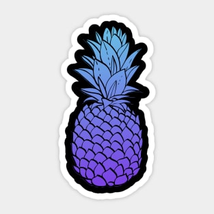 Cute Pineapple Sweet Fruit Midnight Blue Shade Black Color Sticker